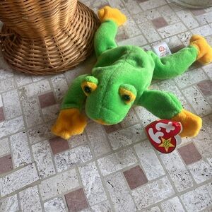 Ty Green and Yellow Frog Plush